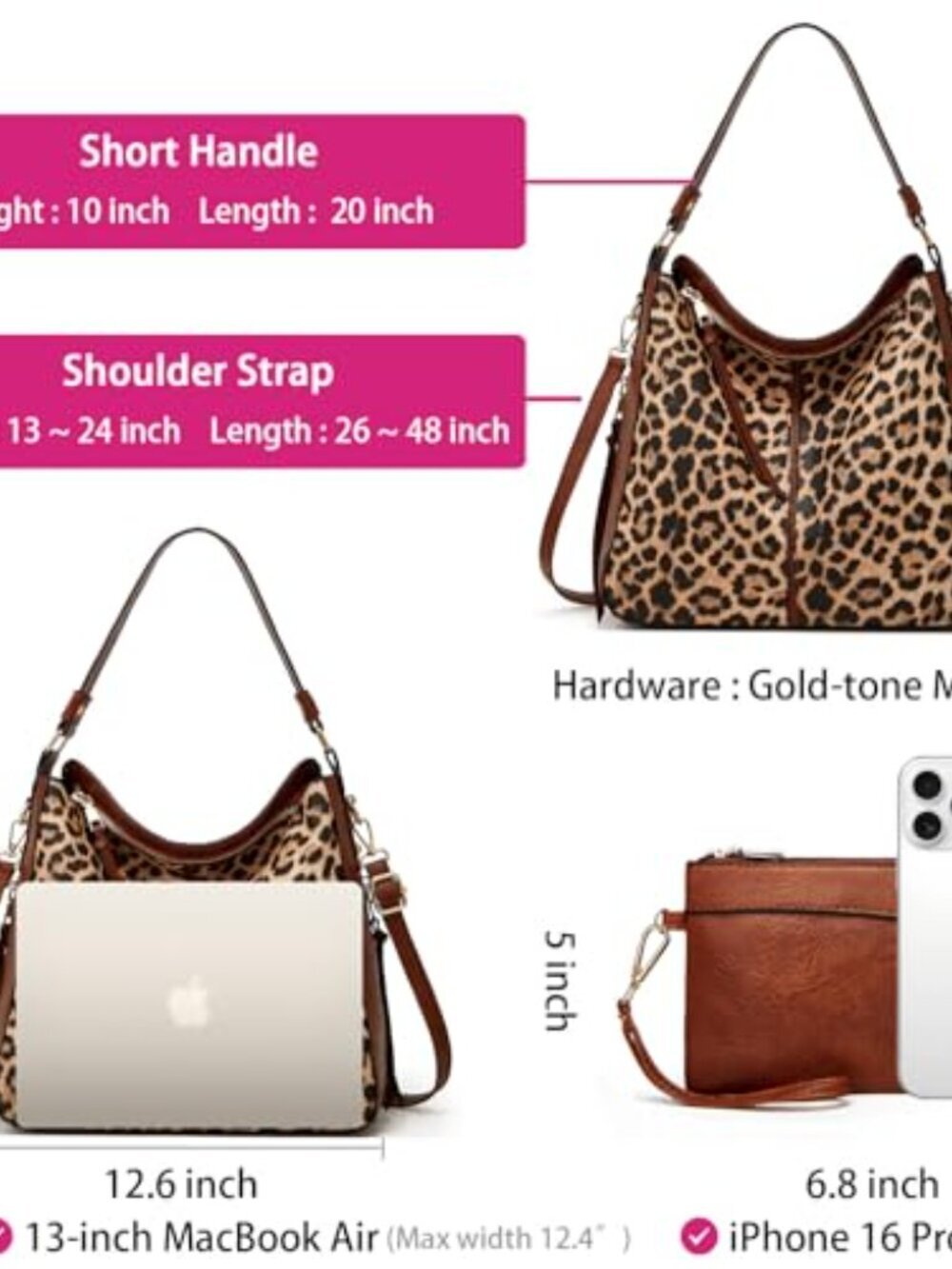 BRAND NEW Large Trendy Designer Hobo Tote Bag - Picture 5 of 6